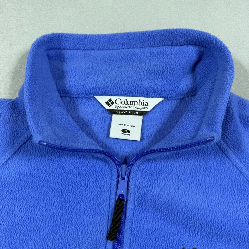 Columbia Womens XL Blue Full Zip Fleece Jacket Mock Neck Pockets 00147